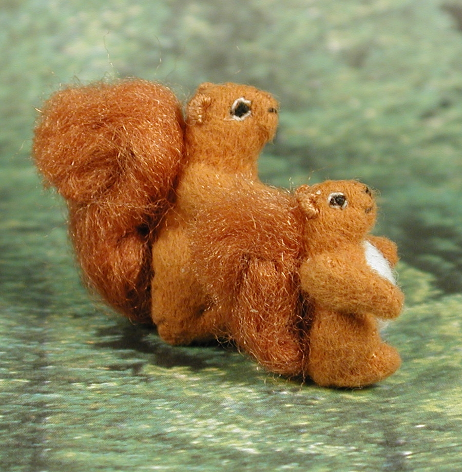 Tiny FABRIC Red Squirrel Family