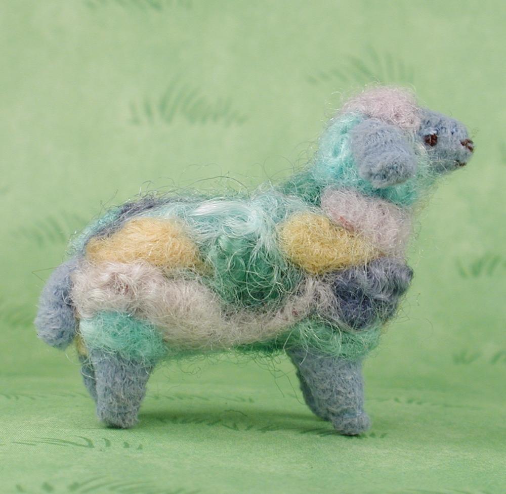 Miniature art sheep SANDY made from hand dyed wool
