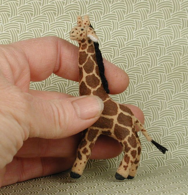 Miniature hand painted fabric GIRAFFE