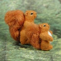 Tiny FABRIC Red Squirrel Family