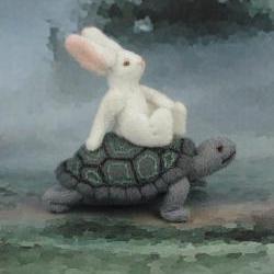 The Tortoise and the Hare fabric miniature