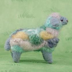 Miniature art sheep SANDY made from hand dyed wool